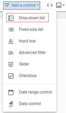 google data studio parameters drop down