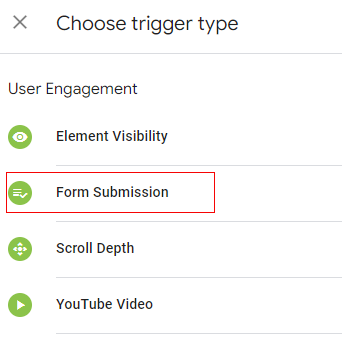 Select Form Submission as the trigger type