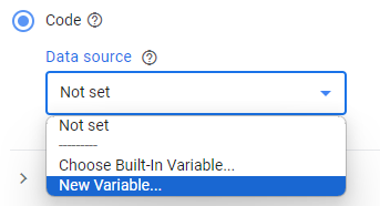 click on the drop down under Data source