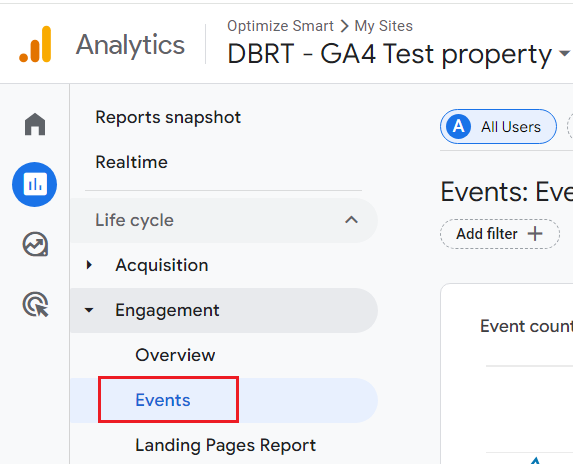 navigate to the ‘Events‘ report