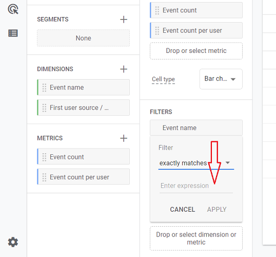 Click on the ‘enter expression text