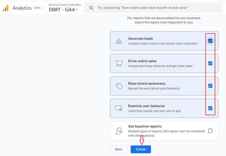 Choose your business objectives