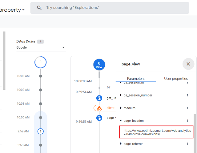 see the URL without query parameters