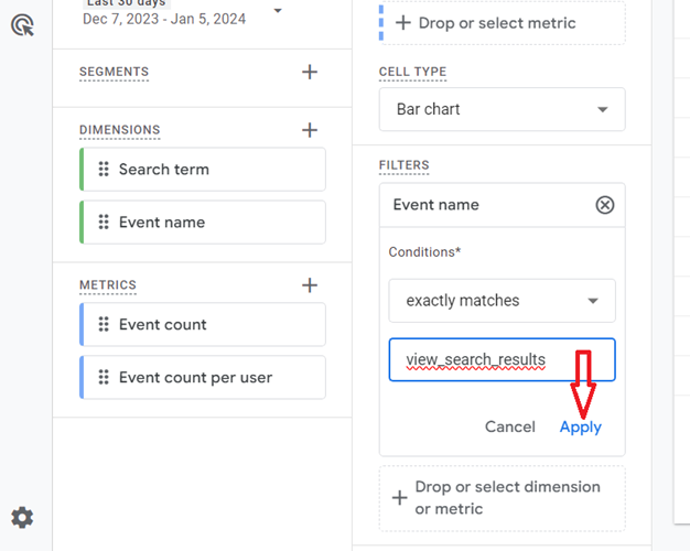Click on the ‘Apply button to filter