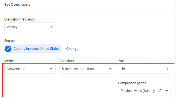 create custom insights increase more than.