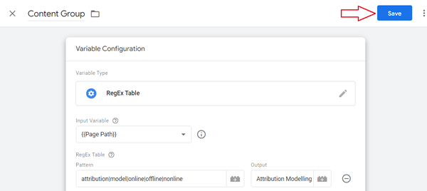 save the new regex table variable
