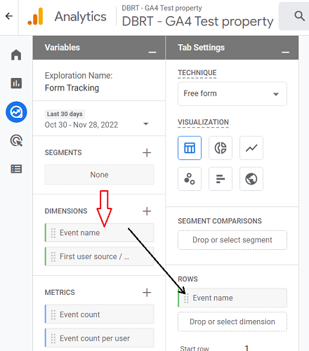 Double click on the dimension ‘Event Name