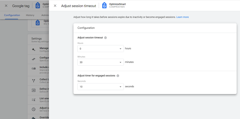 Adjust Session timeout ga4 2