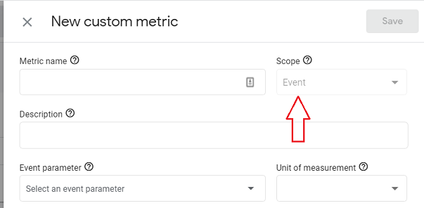custom metric scope ga4