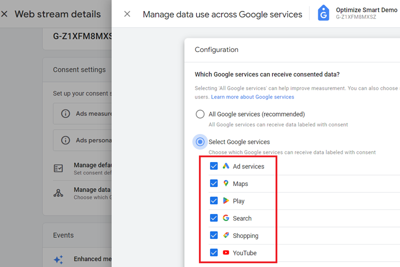 Make sure all Google Services are allowed to receive consented data