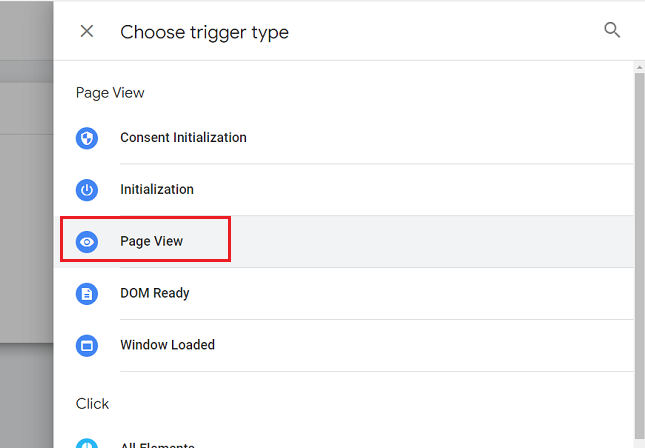pageview trigger type