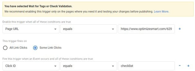 gtm event tracking wait for tags or check validation