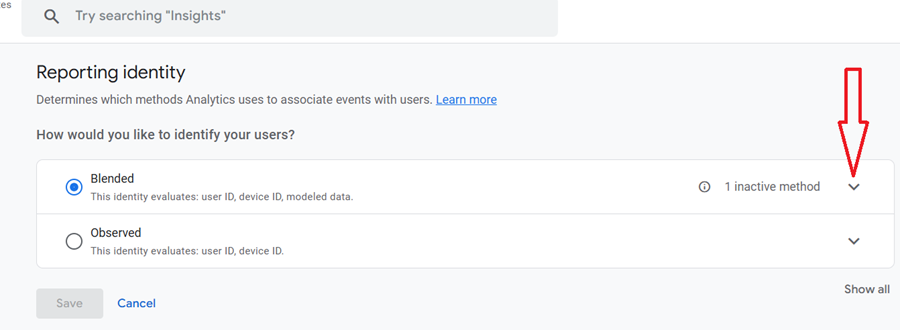 Click on the ‘Blended‘ drop down menu 1