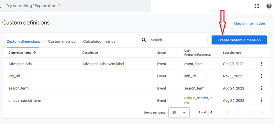 Create custom dimensions