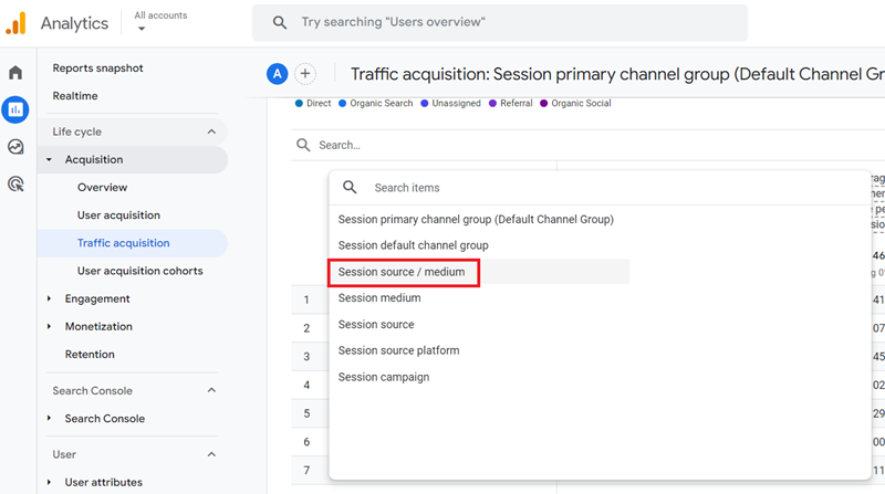 Changing Primary dimension in GA4 2