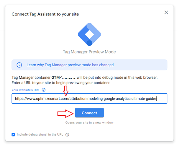 Enter the URL of an article page on your website