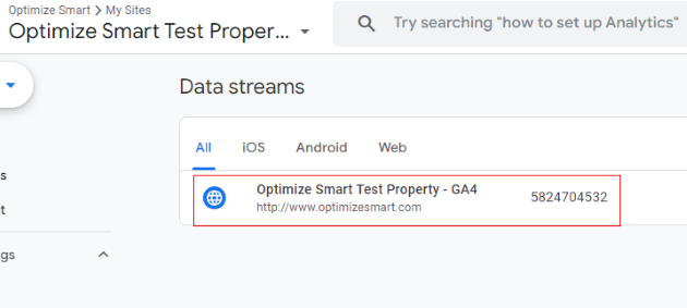 Now select your web data stream