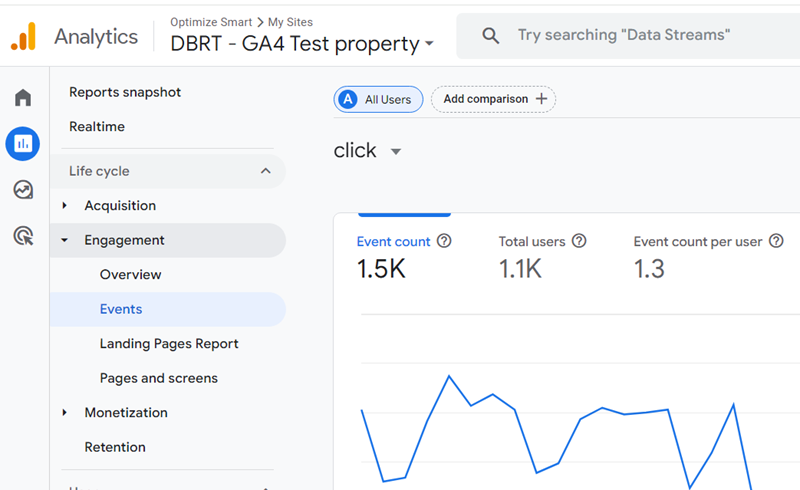 You should now see the report on the ‘click event