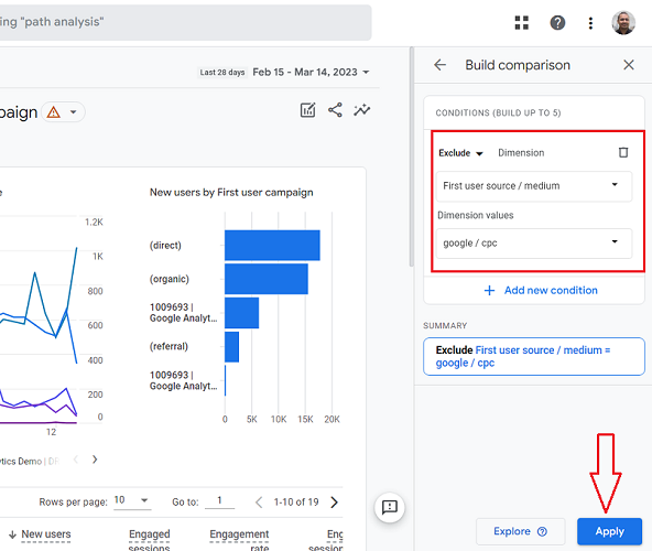 build comparison ga4 2