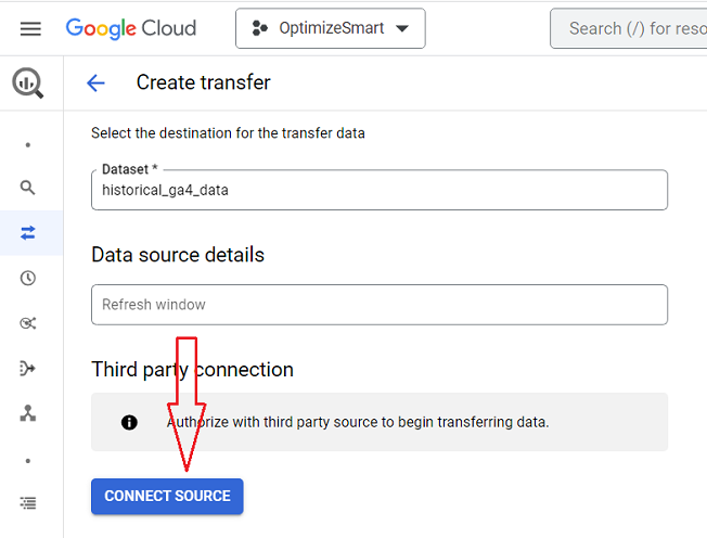 Click on the ‘CONNECT SOURCE button