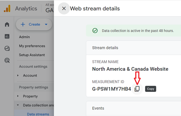 copy measurement id ga4
