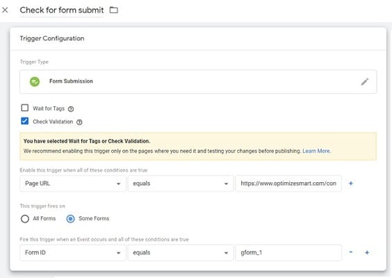 gtm event tracking Check for form submit trigger