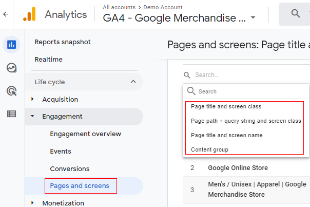 page related dimensions