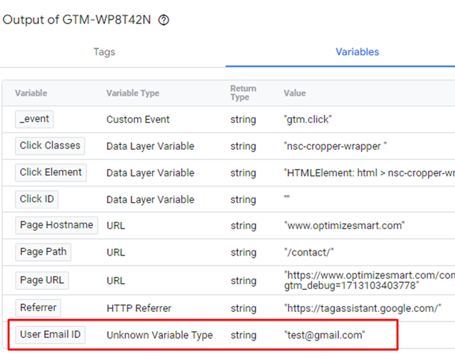 see the variable that we created earlier is populated with the dummy