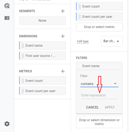 enter expression ga4