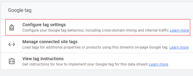 Configure tag settings