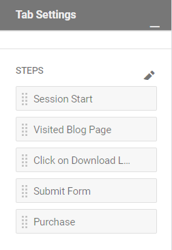 funnel steps in tab settings