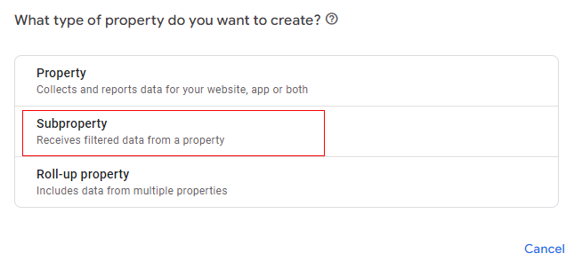 ga4 subproperty