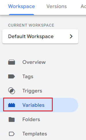 variables tab gtm