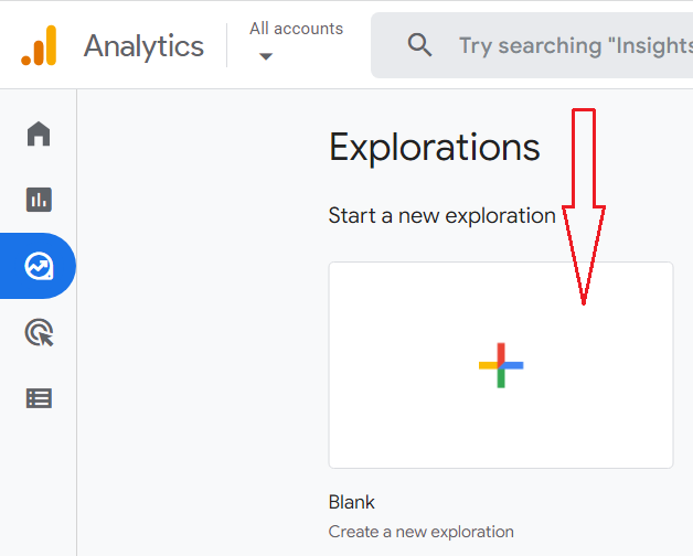 blank exploration report ga4