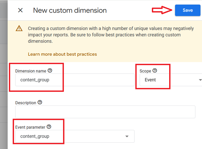new custom dimension ga4