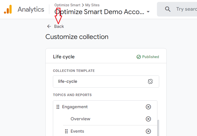 back customize collection ga4