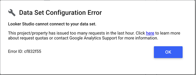 data set configuration error message looker studio