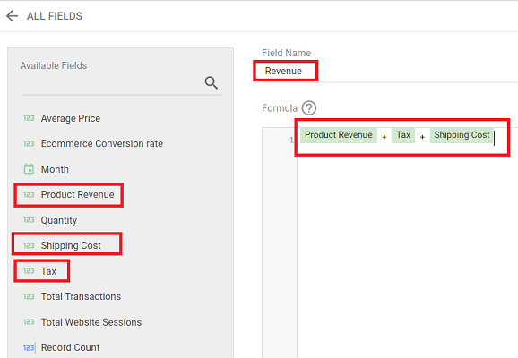 new calculated field called Revenue