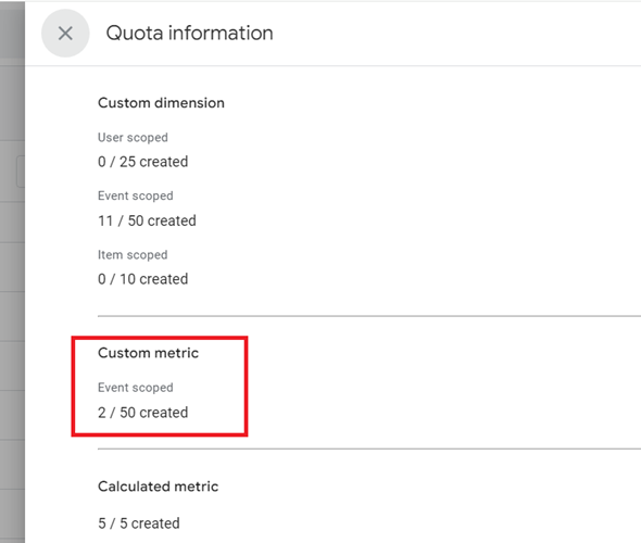 GA4 (Google Analytics 4) Custom Metrics Tutorial 17 see the total number of event scoped custom metrics you have already created
