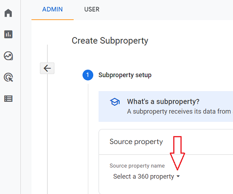 Source property name drop down menu