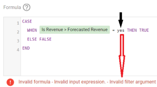 Invalid formula: Invalid input expression - Invalid filter argument