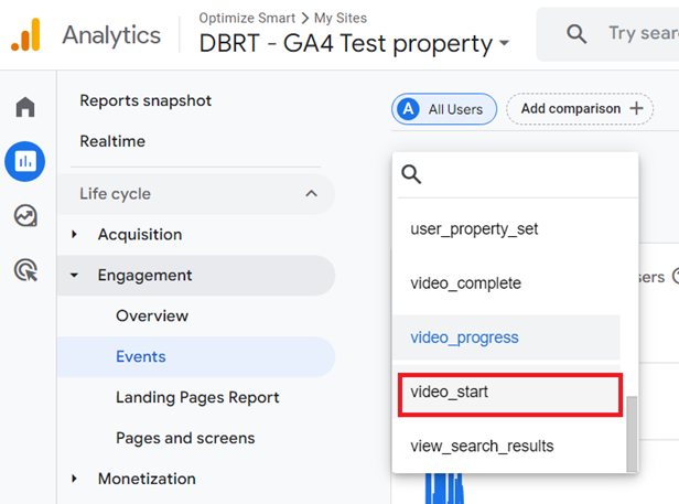 GA4 (Google Analytics 4) Custom Metrics Tutorial 39 Find and click on the ‘video start‘ event