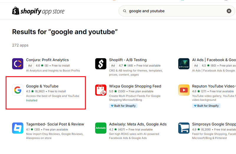 Click on ‘Google YouTube app 1