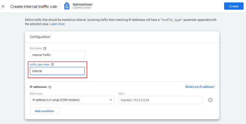 traffic type internal