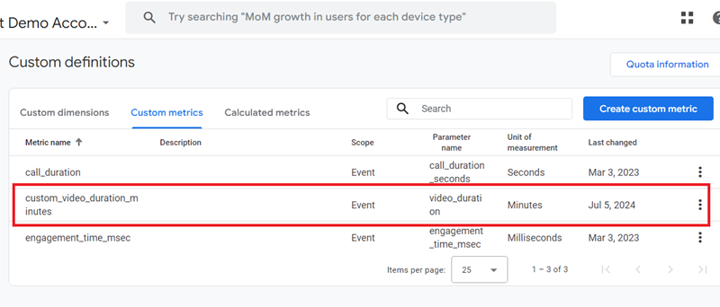 GA4 (Google Analytics 4) Custom Metrics Tutorial 33 You should now see your new custom metric listed under the ‘Custom metrics tab