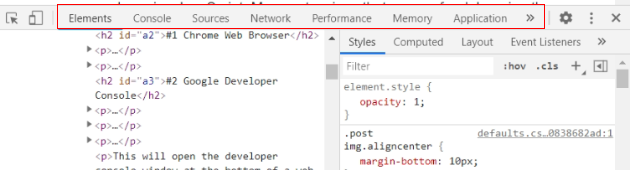 open the developer console