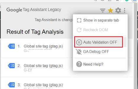 Auto Validation OFF