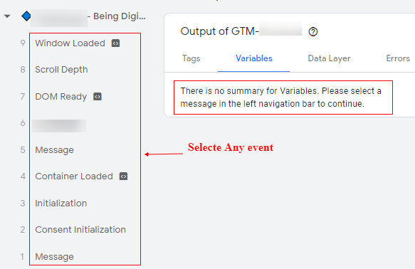 Select event from summary