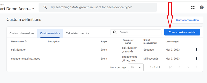 GA4 (Google Analytics 4) Custom Metrics Tutorial 28 Click on the ‘Create custom metric‘ button