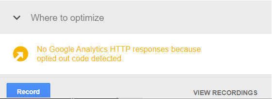 No Google Analytics HTTP responses because